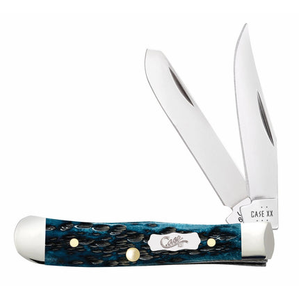 Case CA51862 - Peach Seed Jig Pocket Worn® Mediterranean Blue Bone Tiny Trapper
