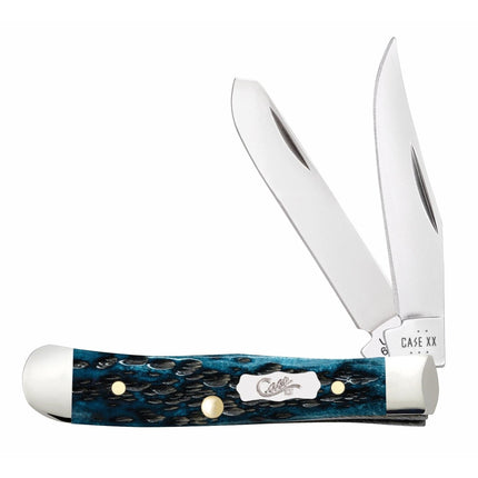 Case CA51862 - Peach Seed Jig Pocket Worn® Mediterranean Blue Bone Tiny Trapper