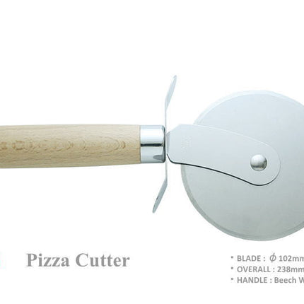 Kanetsune KC 044 Rotary Pizza Cutter Knife 102mm 420J2 Stainless Steel Beech Wood Handle Kanetsune USA by Kanetsune