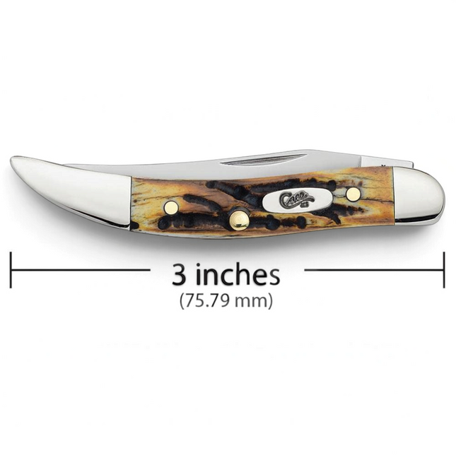Razor Sharp AZ Case Genuine Stag Small Texas Toothpick folding knife with textured handle and polished steel blade