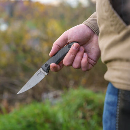Case CT2 Hunter Black Carbon Fiber Weave Fixed Blade Knife with Leather Sheath by Case®