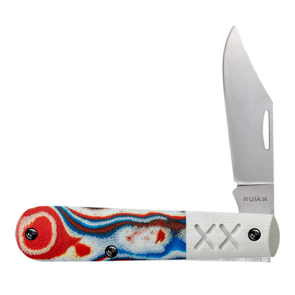 Case® | Crossroads™ Smooth Red/White/Blue Burl G-10 w/ White G-10 Barlow by caseknives