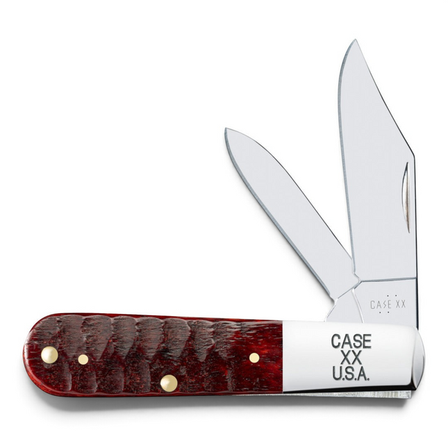 Razor Sharp AZ Case Gator Jigged Old Red Bone Barlow pocket knife with mirror-polished stainless steel blades.