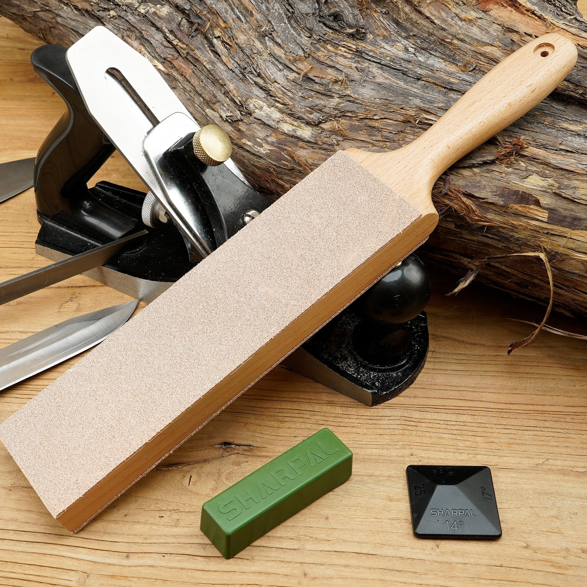 Sharpal Double-Sided Leather Strop Kit with Polishing Compound & Angle Guide
