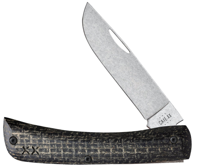 Case® | Crossroads™ Black Burlap Laminate XR Sod Buster® Jr with Dayglow G-10 by Case