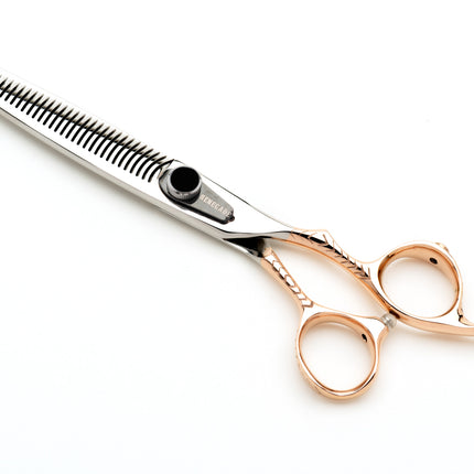Dynasty Renegade rose gold D-35 double-tooth thinner, closed barber shear