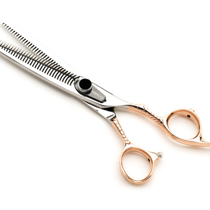 Dynasty Renegade rose gold D-35 double-tooth thinner, open barber shear