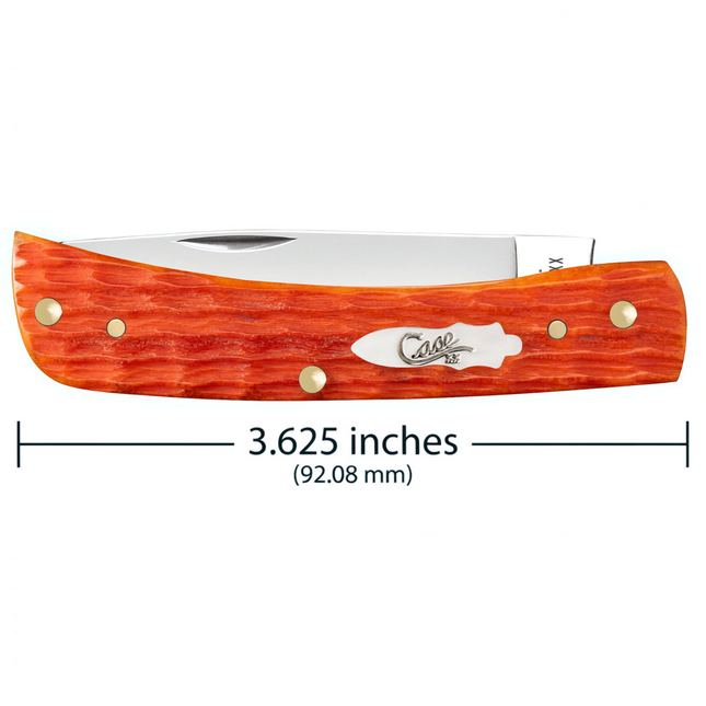 Razor Sharp AZ Case Crandall Jigged Tequila Sunrise Bone Sod Buster Jr knife with mirror-polished stainless steel blade