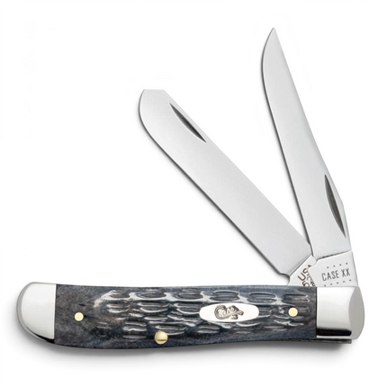 Razor Sharp AZ Case Pocket Worn Crandall Jig Gray Bone Mini Trapper knife with two mirror-polished carbon steel blades