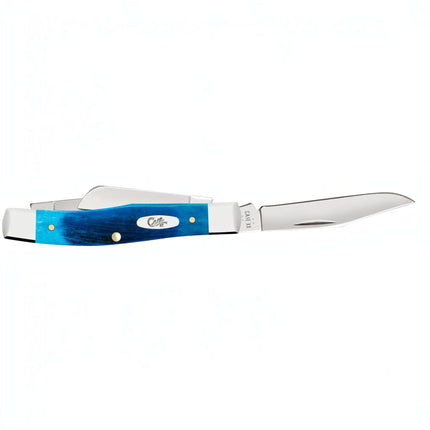 Case Sawcut Jigged Caribbean Blue Bone Medium Stockman Pocket Knife