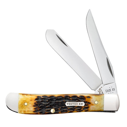 Case CA164 - Rogers Jigged Burnt Amber Bone CS Mini Trapper