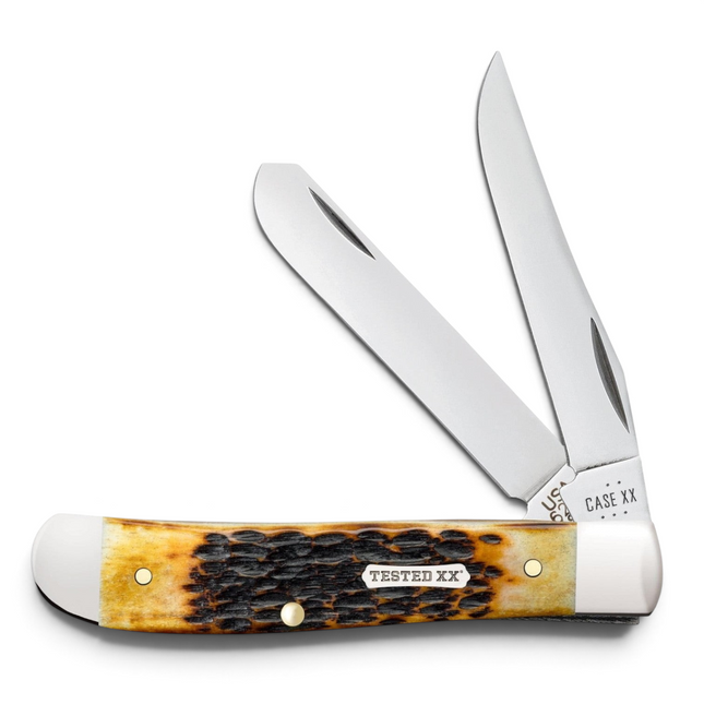 Case CA164 - Rogers Jigged Burnt Amber Bone CS Mini Trapper