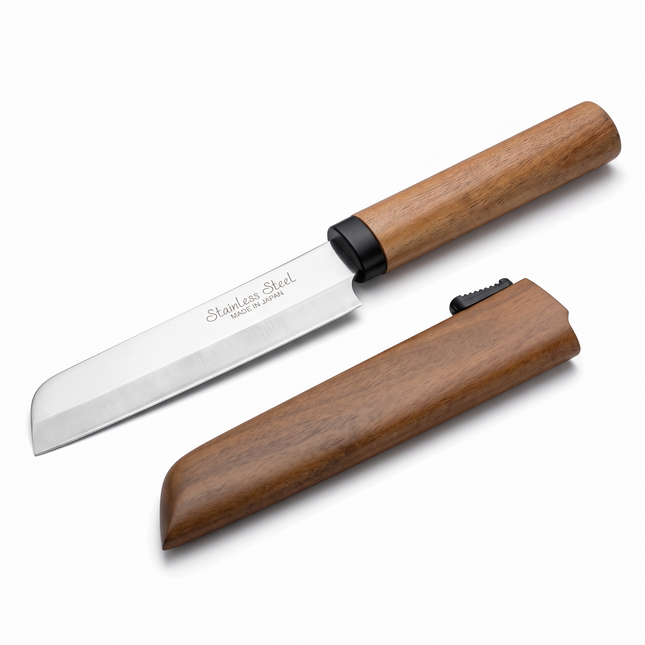 Kanetsune Kamagata Paring Knife 3.625" – 420J2 Steel, Sheepsfoot Blade, Wild Cherry Wood Handle
