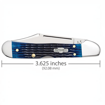 Razor Sharp AZ Case Mini CopperLock knife with blue bone handle and mirror-polished stainless steel clip blade
