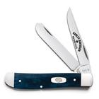 Razor Sharp AZ Case Harley-Davidson Mini Trapper knife with smooth Mediterranean blue bone handle and two steel blades