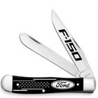 Razor Sharp AZ Case Ford F-150 Trapper pocket knife with smooth black synthetic handle and polished stainless blades