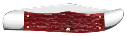 Case CA31960 - Peach Seed Jig Dark Red Bone CS Folding Hunter with Sheath