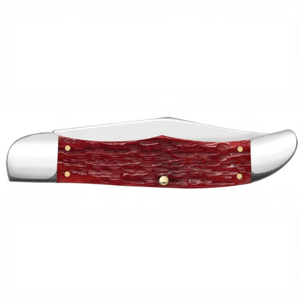 Case CA31960 - Peach Seed Jig Dark Red Bone CS Folding Hunter with Sheath