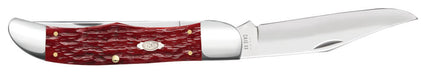 Case CA31960 - Peach Seed Jig Dark Red Bone CS Folding Hunter with Sheath