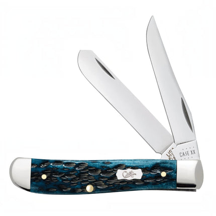Case® Pocket Worn® Peach Seed Jig Mediterranean Blue Bone Mini Trapper Pocket Knife