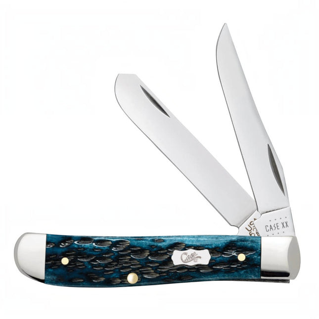 Case® Pocket Worn® Peach Seed Jig Mediterranean Blue Bone Mini Trapper Pocket Knife