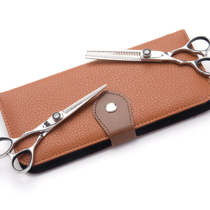 Kansai Korean true left-handed hair-cutting thinner scissor set with case, closed