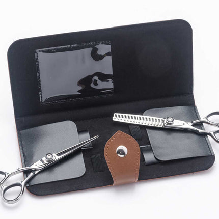 Kansai Korean true left-handed hair-cutting thinner scissor set with case, open