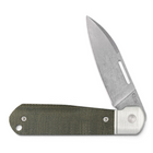 Razor Sharp AZ Case Highbanks folding knife with OD green canvas Micarta handle and stonewashed Wharncliffe blade.