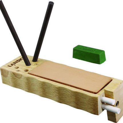 Lansky 4-Rod Ceramic TurnBox Crock Stick Knife Sharpener with Leather Strop