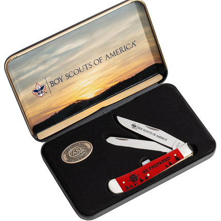 Case CA80500 - Scouting America™  Embellished Smooth Red Synthetic Trapper Trapper Gift Set