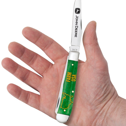 Case® | John Deere Embellished Smooth Bright Green Bone Trapper by Case®