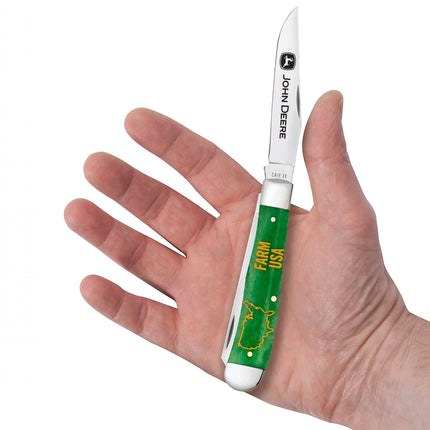 Case® | John Deere Embellished Smooth Bright Green Bone Trapper by Case®