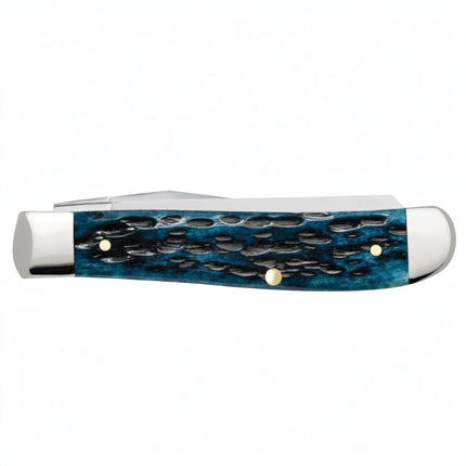 Case® Pocket Worn® Peach Seed Jig Mediterranean Blue Bone Mini Trapper Pocket Knife