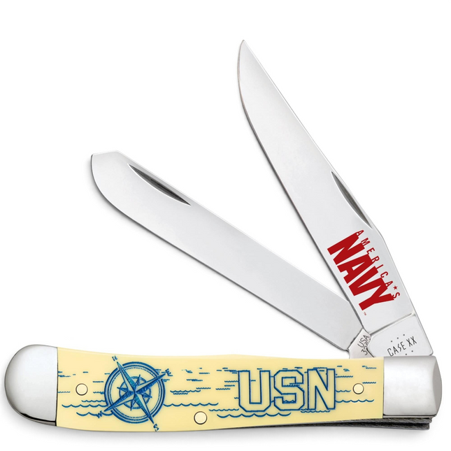 Case CA81091 - U.S. Navy® Embellished Smooth Yellow Synthetic Trapper