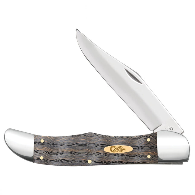 Case® Smooth Black Curly Oak Wood Folding Hunter Pocket Knife