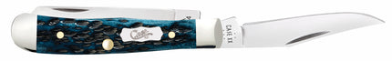 Case CA51862 - Peach Seed Jig Pocket Worn® Mediterranean Blue Bone Tiny Trapper