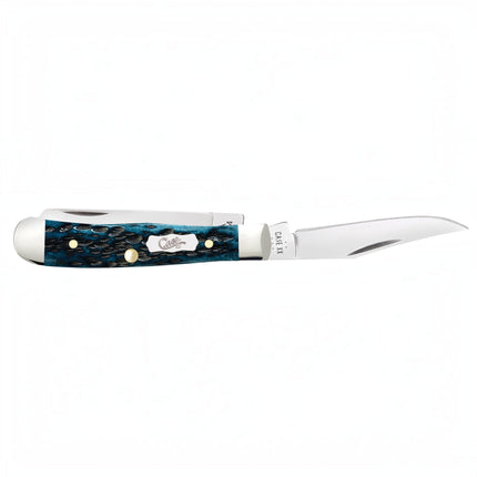 Case CA51862 - Peach Seed Jig Pocket Worn® Mediterranean Blue Bone Tiny Trapper