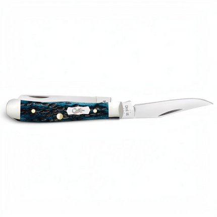 Case CA51862 - Peach Seed Jig Pocket Worn® Mediterranean Blue Bone Tiny Trapper