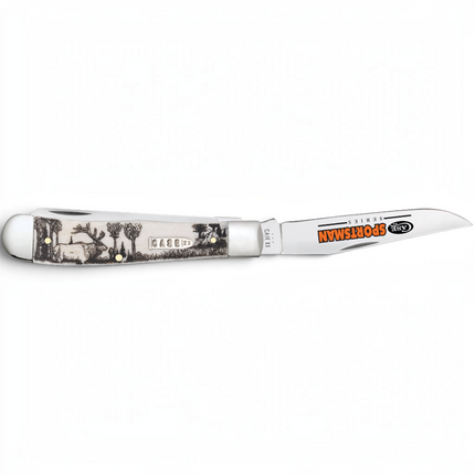 Razor Sharp AZ Case Sportsman Series Elk Trapper knife with smooth natural bone handle and mirror-polished steel blade