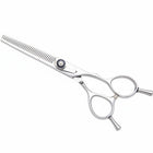 Razor Sharp AZ 6-inch 33-tooth thinner shears made of Japanese Hitachi V-10 stainless steel with offset finger hole and adjustable dial.