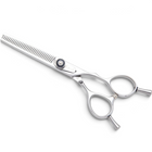 Razor Sharp AZ 6-inch 33-tooth thinner shears made of Japanese Hitachi V-10 stainless steel with offset finger hole and adjustable dial.