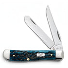 Razor Sharp AZ Case Pocket Worn Mediterranean Blue Bone Mini Trapper knife with two mirror-polished steel blades