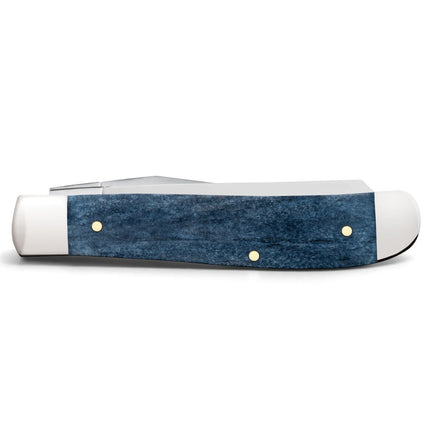 Razor Sharp AZ Case Mediterranean Blue bone mini trapper pocket knife with polished stainless steel bolsters