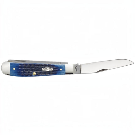 Razor Sharp AZ Case Rogers corn cob jigged blue bone trapper knife with a mirror-polished stainless steel blade
