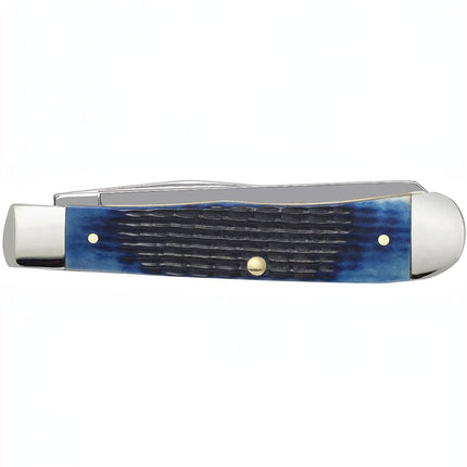 Razor Sharp AZ Case Rogers corn cob jigged blue bone trapper knife with polished stainless steel bolsters