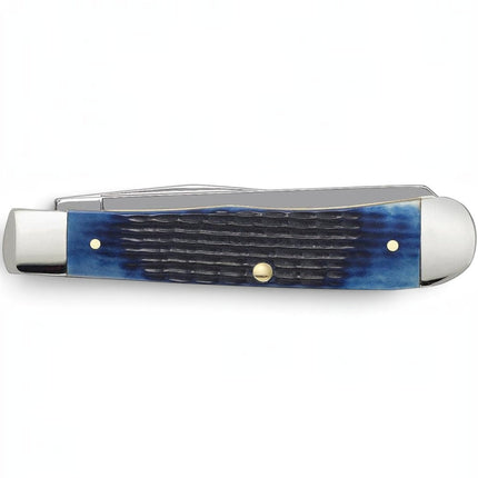 Razor Sharp AZ Case Rogers Corn Cob Jig Blue Bone Trapper knife with polished stainless steel bolsters