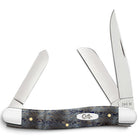 Razor Sharp AZ Case Medium Stockman knife with blue curly oak handle and three polished stainless steel blades