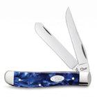 Razor Sharp AZ Case Mini Trapper pocket knife with blue pearl Kirinite handle and two polished stainless steel blades