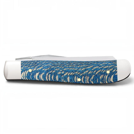Razor Sharp AZ Case Mini Trapper folding knife featuring a smooth blue sycamore wood handle and nickel silver bolsters.