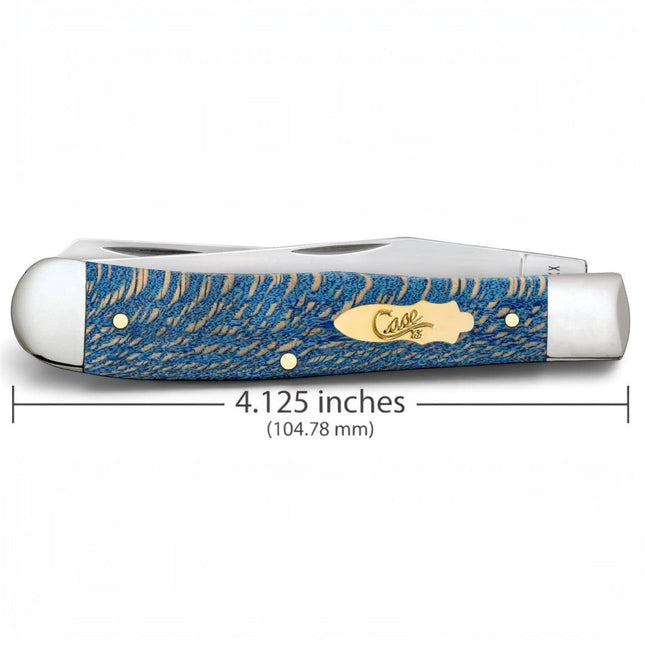 Razor Sharp AZ Case Trapper knife with a smooth blue sycamore wood handle, nickel-silver bolsters, and brass shield.